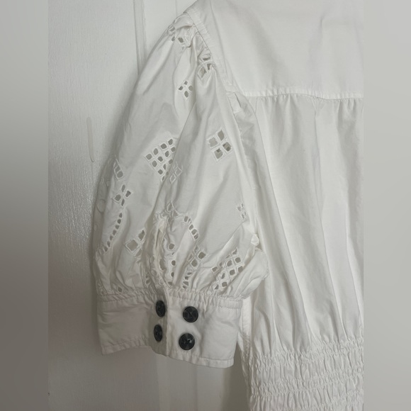 GANNI White Broderie Anglaise Organic Cotton Eyelet Dress US 6/38 - Picture 9 of 14